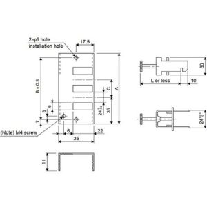 Grampo Duplo para Cabo com Placa de Aterramento Mitsubishi Electric AERSBAN-DSET (H35xW30xD100mm) - AERSBAN-DSET