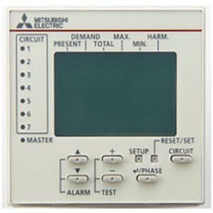Unidade de Display de Medição EcoMonitorPlus Mitsubishi Electric EMU4-D65 para Montagem em Porta, Exibição de Wh+A+4 Elementos e Alarmes,
