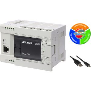 CPU PLC FX3GE Mitsubishi Electric FX3GE-24MR/ES-K - Kit Inicial 24I/O (14DI/10DO) 100-240Vac Ethernet RS-422 32K Passos - ...