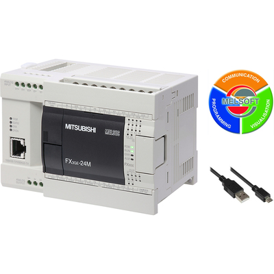 CPU PLC FX3GE Mitsubishi Electric - Kit Starter 40 I/O (24DI/16DO) 24Vdc Ethernet RS-422 USB - FX3GE-40MT/DSS-K CPU PLC FX3GE Mitsubishi Electric - Kit Starter 40 I/O (24DI/16DO) 24Vdc Ethernet RS-422 USB - FX3GE-40MT/DSS-K - FX3GE-40...