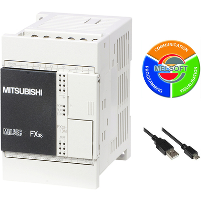 CPU PLC FX3S Série MELSEC-F Mitsubishi Electric Kit 30 I/O 16DI/14DO 4Ksteps RS-422 100-240Vac FX3S-30MT/ESS-K CPU PLC FX3S Série MELSEC-F Mitsubishi Electric Kit 30 I/O 16DI/14DO 4Ksteps RS-422 100-240Vac FX3S-30MT/ESS-K - FX3S-30MT...