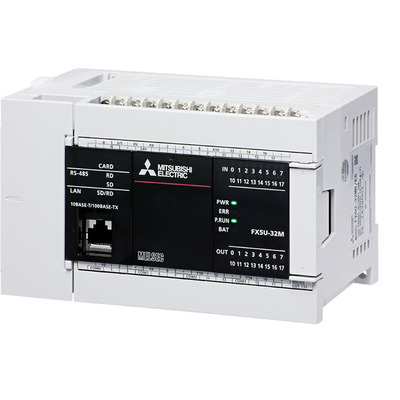 Controlador Lógico Programável (CLP) FX5U MELSEC iQ-F Mitsubishi FX5U-32MT/ESS-K - CPU 32 I/Os (16DI/16DO), Ethernet, RS-485, 100-240Vac, Kit Inicial Controlador Lógico Programável (CLP) FX5U MELSEC iQ-F Mitsubishi FX5U-32MT/ESS-K - CPU 32 I/Os (16DI/16DO), Ethernet, RS-4...