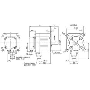 Servo Motor AC Brushless Mitsubishi HF-H104S Série 1kW 3000RPM 3.2Nm 400V com Encoder Absoluto IP67 HF-H104S-A51 - HF-H104...