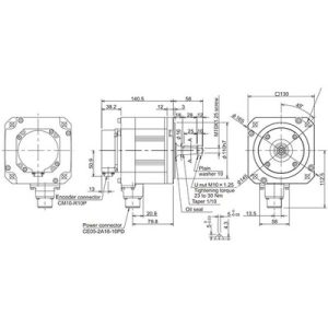Servo Motor AC Brushless Mitsubishi Electric HF-H104T-A48 1kW 3000RPM 3.2Nm 400V 18-bit IP67 Eixo Cônico - HF-H104T-A48