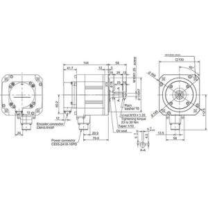 Servo Motor AC Brushless HF Series Mitsubishi Electric HF-H104T-A51 1kW 3000RPM 3.2Nm 400V com Encoder Absoluto - HF-H104T...