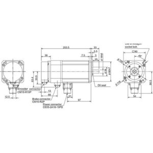 Servo Motor AC Brushless HF Series Mitsubishi Electric HF-H105BS-A48 1kW 400V 4000RPM Freio e Encoder Absoluto 18-bit IP67...