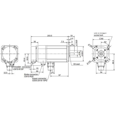 Servo Motor AC Brushless HF Series Mitsubishi Electric HF-H105BS-A48 1kW 400V 4000RPM Freio e Encoder Absoluto 18-bit IP67 Servo Motor AC Brushless HF Series Mitsubishi Electric HF-H105BS-A48 1kW 400V 4000RPM Freio e Encoder Absoluto 18-bit IP67...