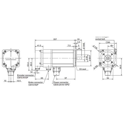 Servo Motor AC Brushless HF-H105BS Mitsubishi Electric 1kW 400V 4000RPM Freio e Encoder Absoluto IP67 HF-H105BS-A51 Servo Motor AC Brushless HF-H105BS Mitsubishi Electric 1kW 400V 4000RPM Freio e Encoder Absoluto IP67 HF-H105BS-A51 - HF-H...