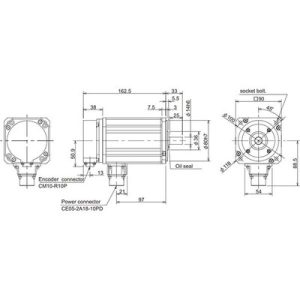 Servo Motor AC Brushless HF-H105S Mitsubishi Electric 1kW 400V 4000RPM 2.4Nm com Encoder Absoluto 18-bit IP67 HF-H105S-A48...