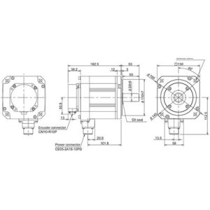 Servo Motor AC Brushless Mitsubishi HF-H154S Série HF 1.5kW 3000RPM 4.8Nm 18-bit IP67 - HF-H154S-A48 - HF-H154S-A48