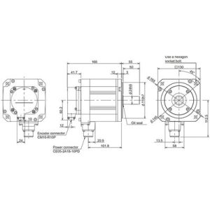 Servo Motor AC Brushless Mitsubishi HF-H154S-A51 1.5kW 3000RPM 400V 4.8Nm com Encoder Absoluto 20-bit IP67 - HF-H154S-A51