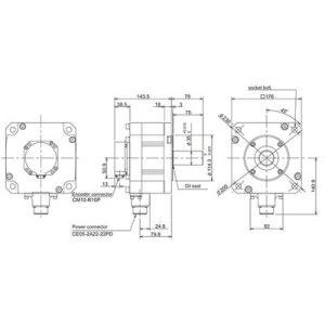 Servo Motor AC Brushless Mitsubishi HF-H204S-A48 2kW 3000RPM 6.4Nm 400V 18-bit IP67 - HF-H204S-A48