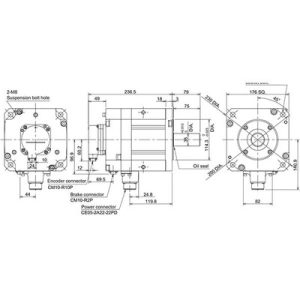 Servo Motor AC Brushless HF-H Series Mitsubishi Electric HF-H354BS-A51 3,5kW 3000RPM Freio e Encoder Absoluto IP67 - HF-H3...