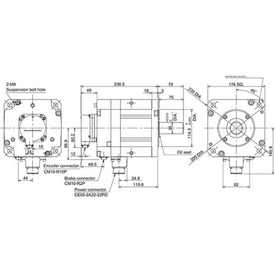 Servo Motor AC Brushless HF-H Series Mitsubishi Electric HF-H354BS-A51 3,5kW 3000RPM Freio e Encoder Absoluto IP67 Servo Motor AC Brushless HF-H Series Mitsubishi Electric HF-H354BS-A51 3,5kW 3000RPM Freio e Encoder Absoluto IP67 - HF-H3...