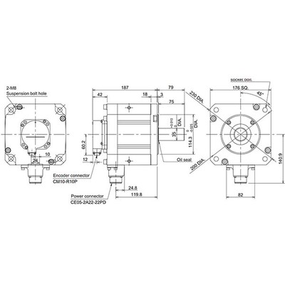Servo Motor AC Brushless HF-H Series Mitsubishi 3.5kW 3000RPM 11.1Nm com Encoder Absoluto 20-bit IP67 HF-H354S-A51 Servo Motor AC Brushless HF-H Series Mitsubishi 3.5kW 3000RPM 11.1Nm com Encoder Absoluto 20-bit IP67 HF-H354S-A51 - Mitsu...