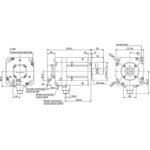 Servo Motor AC Brushless HF-H453BS Mitsubishi Electric 4.5kW com Freio e Encoder Absoluto 1Mppr, 400V, 3000RPM, IP67 - HF-...