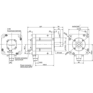 Servo Motor AC Brushless HF-H Series Mitsubishi Electric 4.5kW 3000RPM 14.3Nm 400V com Encoder Absoluto 20-bit IP67 HF-H45...