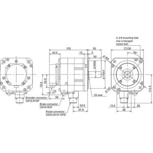 Servo Motor AC Brushless HF-H54BK Mitsubishi Electric 500W 3000RPM Freio e Encoder Absoluto 18-bit IP67 HF-H54BK-A48 - HF-...