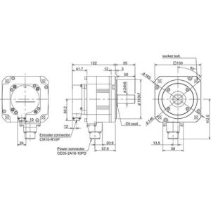 Servo Motor AC Brushless HF-H54S Mitsubishi 500W 3000RPM 1.6Nm 400V com Encoder Absoluto IP67 HF-H54S-A51 - HF-H54S-A51