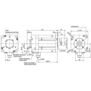 Servo Motor AC Brushless HF-H703BS Mitsubishi Electric HF Series 7kW 3000RPM Freio e Encoder Absoluto 18-bit IP67 400Vca S...