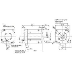 Servo Motor AC Brushless Mitsubishi 7kW 3000RPM 22.3Nm com Encoder Absoluto 20-bit IP67 - HF-H703S-A51 - HF-H703S-A51