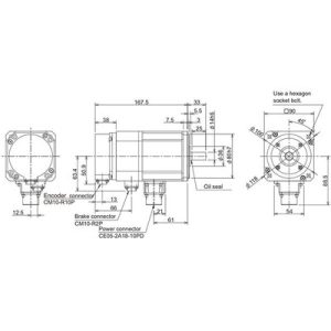 Servo Motor AC Brushless Mitsubishi HF-H75BK Série HF 750W 4000RPM Freio e Encoder Absoluto 18-bit IP67 HF-H75BK-A48 - HF-...