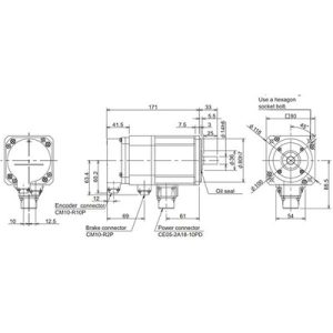 Servo Motor AC Brushless Mitsubishi HF-H75BS-A51 750W 400V com Freio e Encoder Absoluto 1Mppr - HF-H75BS-A51