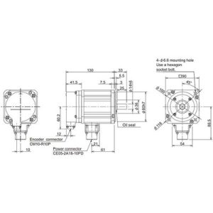 Servo Motor AC Brushless Mitsubishi HF-H75S Série 750W 400V 4000RPM Eixo Reto Encoder Absoluto IP67 HF-H75S-A51 - HF-H75S-A51