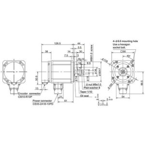 Servo Motor AC Brushless HF Series Mitsubishi Electric HF-H75T-A48 750W 4000RPM 18-bit IP67 Eixo Cônico - HF-H75T-A48