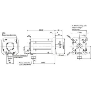 Servo Motor AC Brushless HF-H9000W Mitsubishi Electric HF Series Eixo Reto 3000RPM 28.7Nm 400V 13.6A Encoder Absoluto IP67...