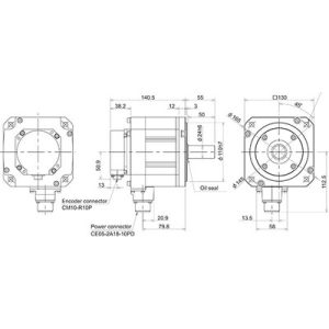 Servo Motor AC Brushless HF Series Mitsubishi Electric HF104S-A48 1kW 3000RPM 3.2Nm 200V com Encoder Absoluto 18-bit IP67 ...