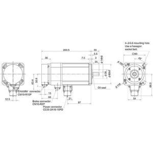 Servo Motor AC Brushless HF Series Mitsubishi Electric HF105BS-A48 1kW 4000RPM Freio e Encoder Absoluto 18-bit - HF105BS-A48