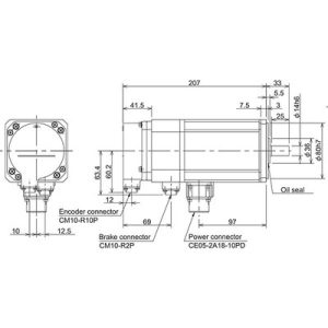 Servo Motor AC Brushless HF Series Mitsubishi Electric HF105BS-A51 1kW 4000RPM Freio e Encoder Absoluto IP67 - HF105BS-A51
