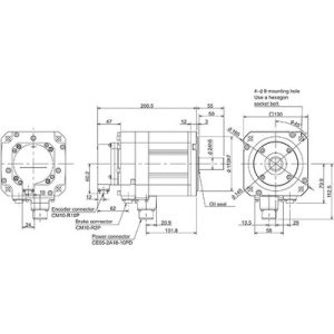 Servo Motor AC Brushless HF Series Mitsubishi Electric HF154BS-A51 1.5kW 3000RPM Freio e Encoder Absoluto IP67 - HF154BS-A51