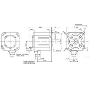 Servo Motor AC Brushless HF Series Mitsubishi Electric HF154S-A48 1.5kW 3000RPM 4.8Nm 18-bit IP67 - HF154S-A48