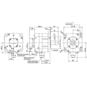 Servo Motor AC Brushless Mitsubishi HF Series HF204BS-A51 2kW 3000RPM Freio e Encoder Absoluto IP67 - HF204BS-A51