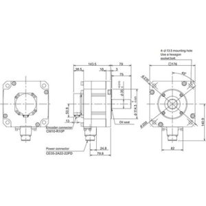Servo Motor AC Brushless HF Series Mitsubishi Electric HF204S-A48 2kW 3000RPM 6.4Nm 18-bit IP67 - HF204S-A48