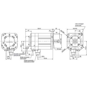 Servo Motor AC Brushless Mitsubishi HF Series HF224BS-A51 2.2kW 3000RPM Freio e Encoder Absoluto IP67 - HF224BS-A51