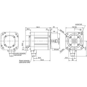 Servo Motor AC Brushless HF Series Mitsubishi Electric HF224S-A48 2.2kW 3000RPM 7Nm 18-bit IP67 - HF224S-A48