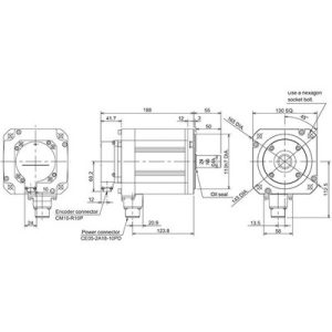 Servo Motor AC Brushless HF Series Mitsubishi Electric HF224S-A51 2.2kW 3000RPM 7Nm 200Vac IP67 com Encoder Absoluto - HF2...
