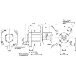 Servo Motor AC Brushless HF Series Mitsubishi Electric HF303S-A48 3kW 2000RPM 14.3Nm 18-bit IP67 - HF303S-A48