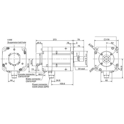 Servo Motor AC Brushless HF Series Mitsubishi Electric HF453BS-A48 4,5kW 3000RPM Freio e Encoder Absoluto 18-bit Servo Motor AC Brushless HF Series Mitsubishi Electric HF453BS-A48 4,5kW 3000RPM Freio e Encoder Absoluto 18-bit - HF453BS...