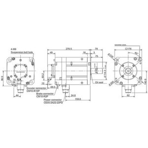 Servo Motor AC Brushless Mitsubishi HF Series HF453BS-A51 4,5kW 3000RPM Freio e Encoder Absoluto IP67 - HF453BS-A51