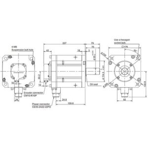 Servo Motor AC Brushless Mitsubishi HF Series HF453S-A51 4.5kW 3000RPM 14.3Nm 200Vac IP67 com Encoder Absoluto - HF453S-A51
