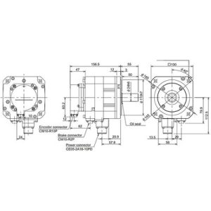 Servo Motor AC Brushless Mitsubishi HF Series HF54BS-A51 500W 3000RPM Freio e Encoder Absoluto 20-bit IP67 - HF54BS-A51