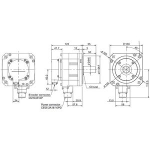 Servo Motor AC Brushless Mitsubishi HF54S Série HF 500W 3000RPM 1.6Nm 200Vca IP67 Eixo Reto Encoder Absoluto HF54S-A51 - H...