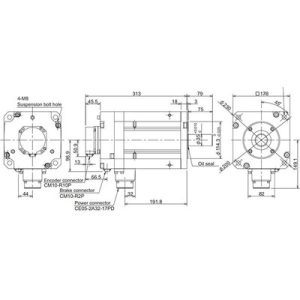 Servo Motor AC Brushless HF Series Mitsubishi Electric HF703BS-A48 7kW 3000RPM Freio e Encoder Absoluto 18-bit - HF703BS-A48