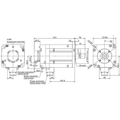 Servo Motor AC Brushless HF Series Mitsubishi Electric HF703BS-A48 7kW 3000RPM Freio e Encoder Absoluto 18-bit Servo Motor AC Brushless HF Series Mitsubishi Electric HF703BS-A48 7kW 3000RPM Freio e Encoder Absoluto 18-bit - HF703BS-A48