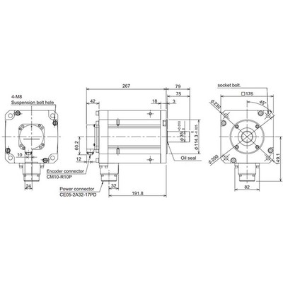 Servo Motor AC Brushless HF Series Mitsubishi Electric HF703S-A51 7kW 3000RPM 22.3Nm IP67 com Encoder Absoluto Servo Motor AC Brushless HF Series Mitsubishi Electric HF703S-A51 7kW 3000RPM 22.3Nm IP67 com Encoder Absoluto - HF703S-A51