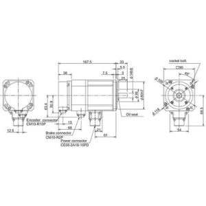 Servo Motor AC Brushless Mitsubishi HF Series HF75BS-A48 750W 4000RPM Freio e Encoder Absoluto 18-bit IP67 - HF75BS-A48